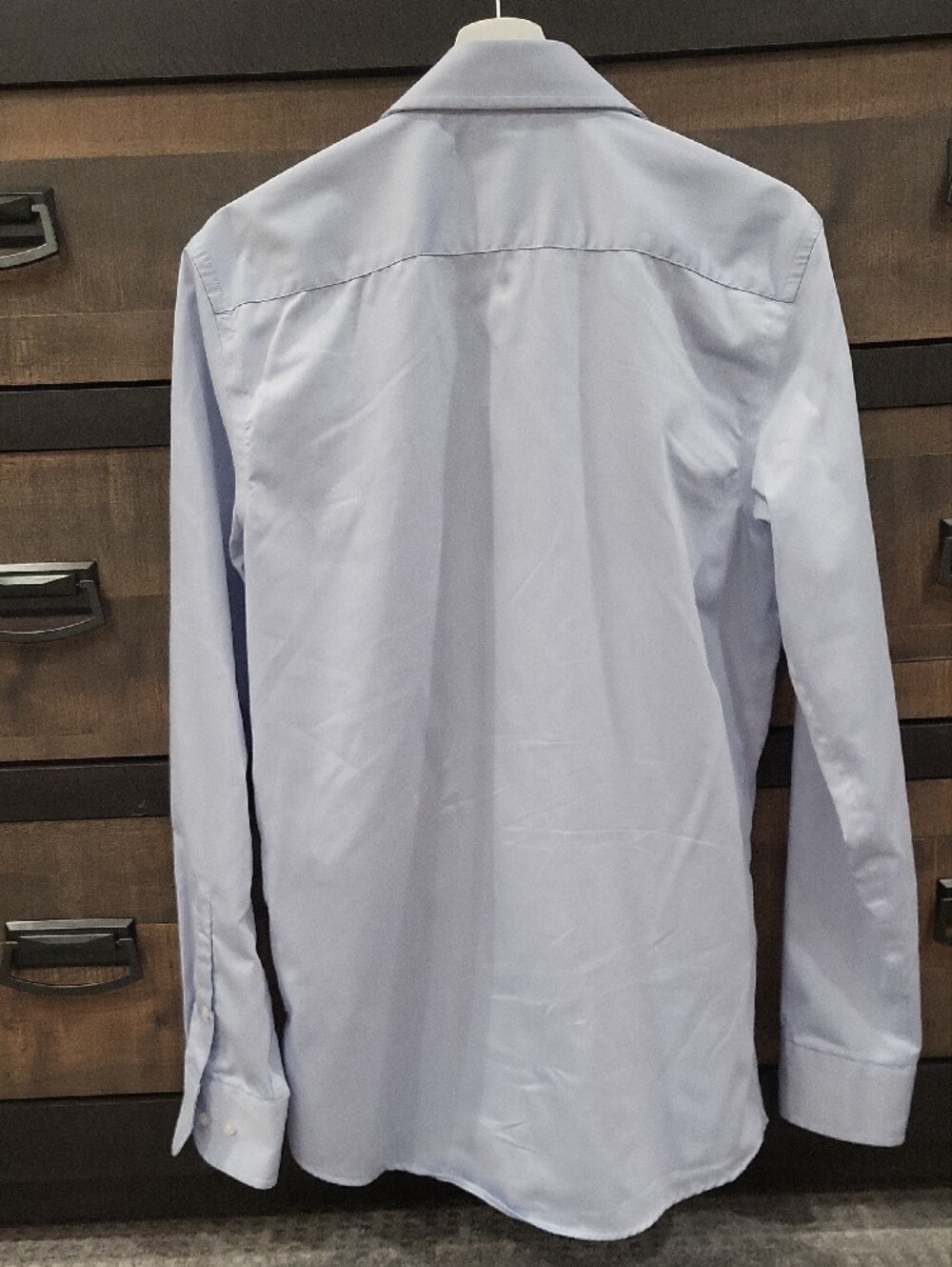 Haggar Men's Pale Blue Dress Shirt - Long Sleeve Point Collar - Picture 7 of 10